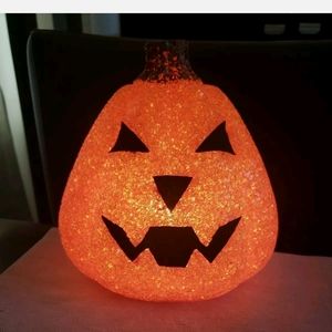 Vintage Seasons Totally Ghoul melted Plastic Popcorn Light up Jack-O-Lantern